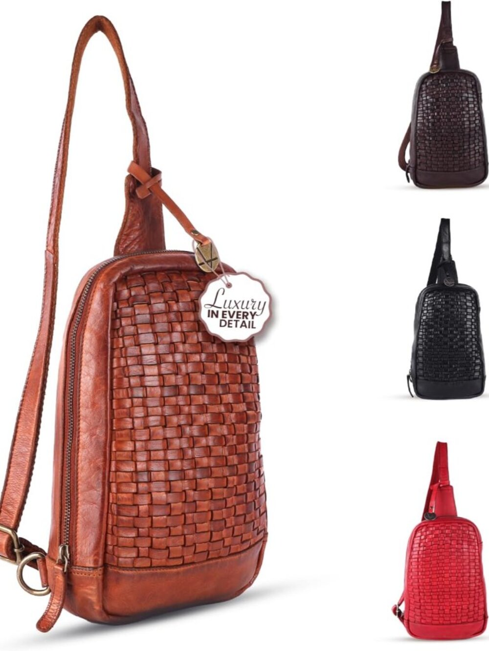 Genuine Leather Body Bag, Unisex Casual Travel Sling